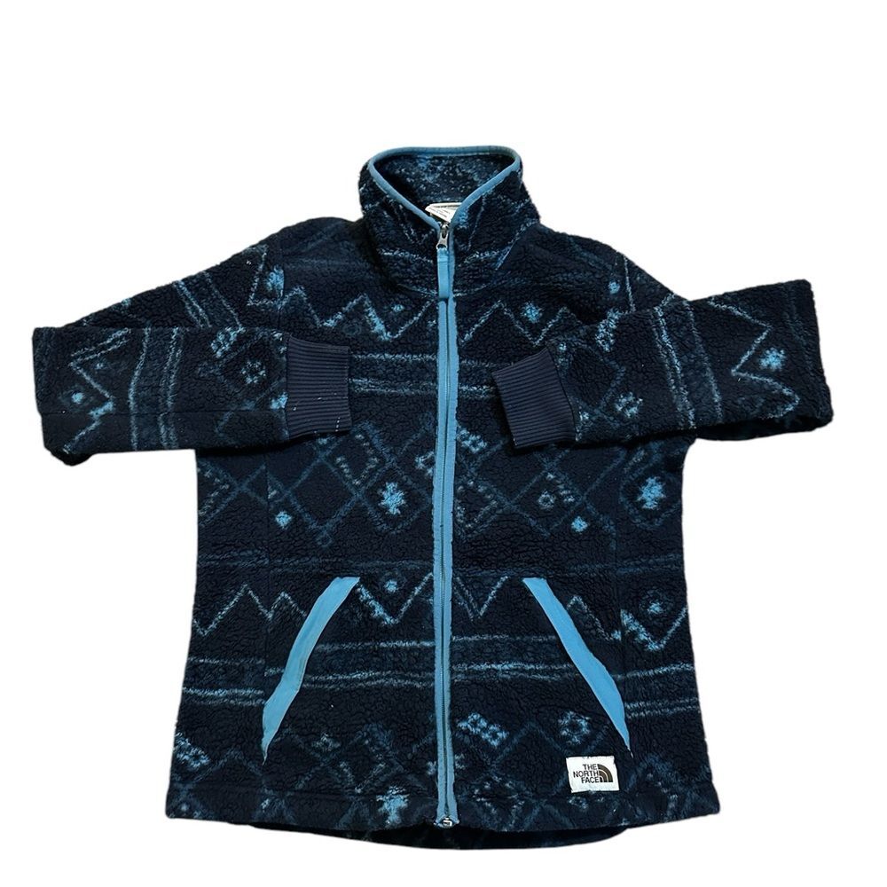 Womens Northface Campshire Fleece Full Zip Coat Size Small Color Navy Blue